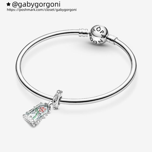 Pandora Disney Beauty and the Beast Enchanted Rose Dangle Charm - Picture 3 of 6